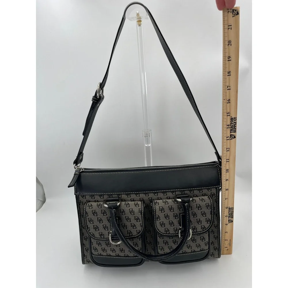 Dooney & Bourke Satchel Bag Wallet Set Black Monogram Signature Handbag Y2K